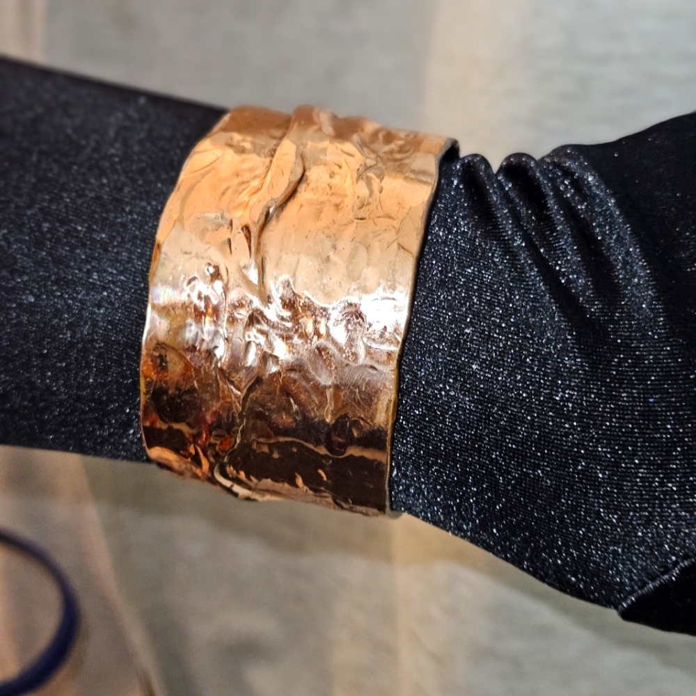 Handcrafted Hammer-Finished Thick Copper Bracelet by Local Artisan